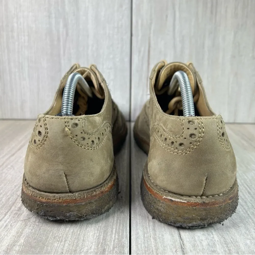 Frye Tan Olive Leather Brogue Wingtip Derby Oxford Dress Shoes Size 10 D